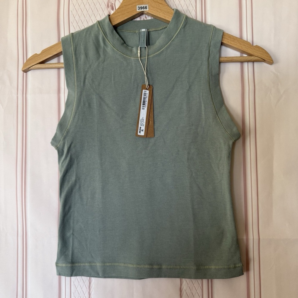 New SKIMS Cotton Jersey Mock Neck Tank in Mineral Size Small  AP-TNK-0268 NWT